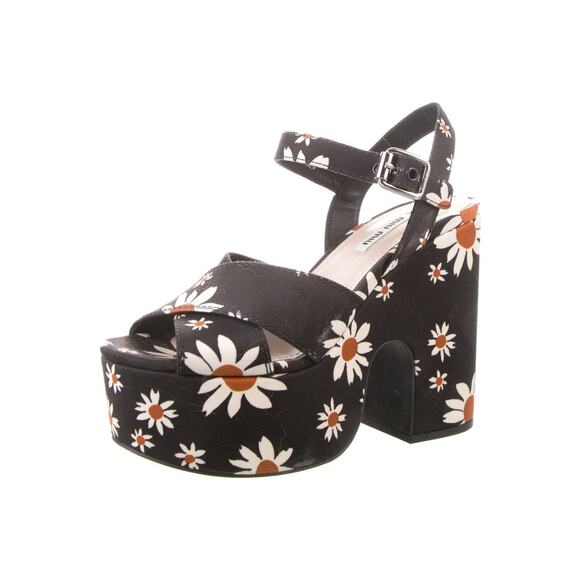 ❤️Miu Miu Canvas Floral Print Slingback Platform Heels❤️ - Picture 1 of 5